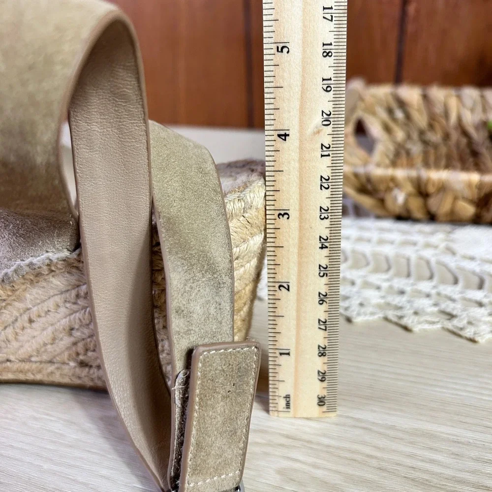 Tory Burch Tan Suede‎ Espadrille Wedge Sandals Women's Size 8